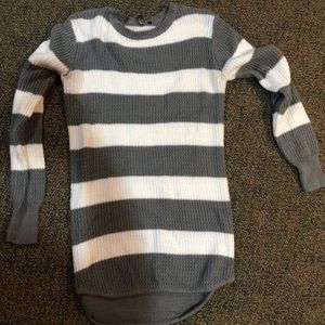 Grey and white striped sweater DRESS